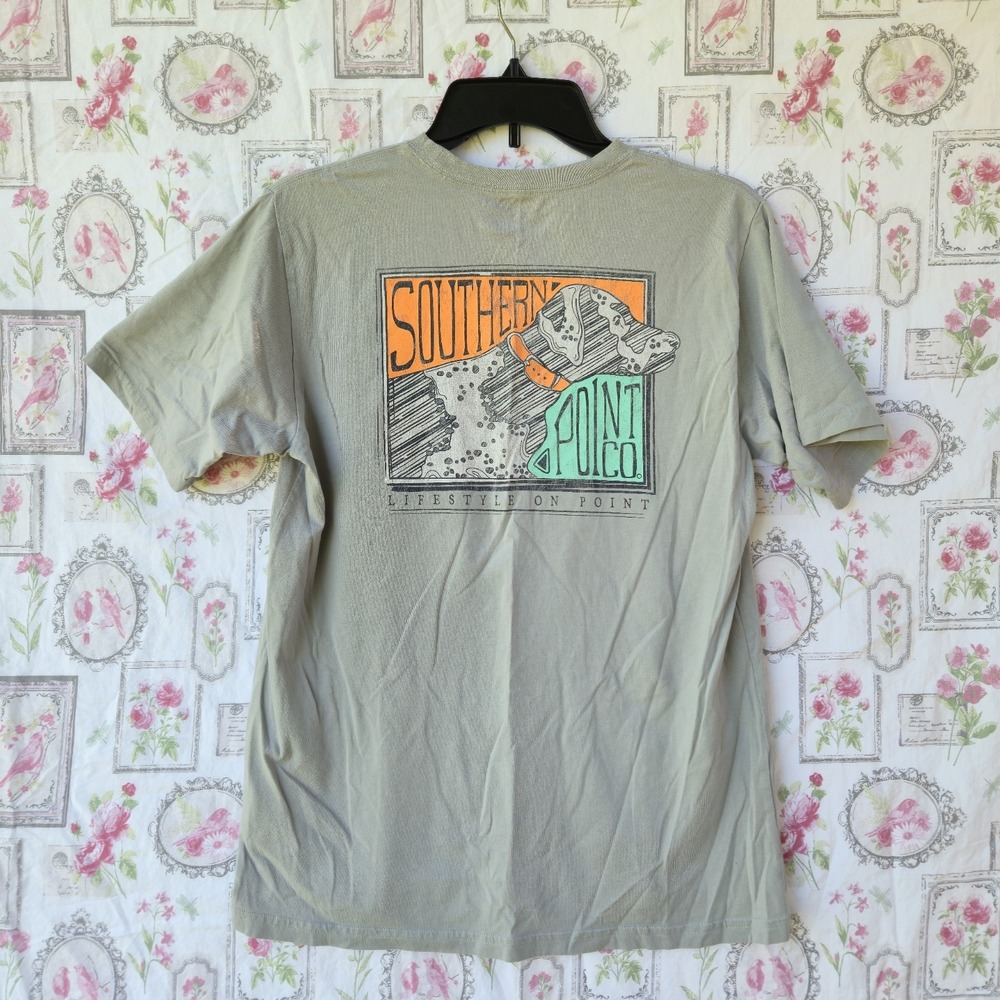 Southern Point Co Trio Greyton Dog Graphic T-Shirt Men's Small Sage Green Cotton